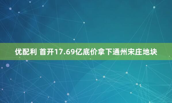 优配利 首开17.69亿底价拿下通州宋庄地块