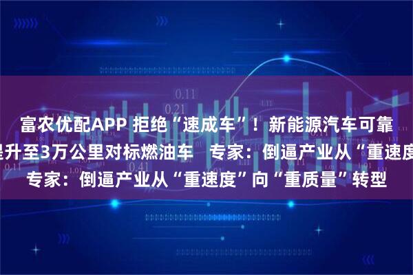 富农优配APP 拒绝“速成车”！新能源汽车可靠性行驶试验里程拟提升至3万公里对标燃油车   专家：倒逼产业从“重速度”向“重质量”转型
