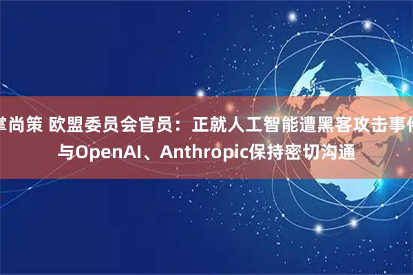 掌尚策 欧盟委员会官员：正就人工智能遭黑客攻击事件与OpenAI、Anthropic保持密切沟通