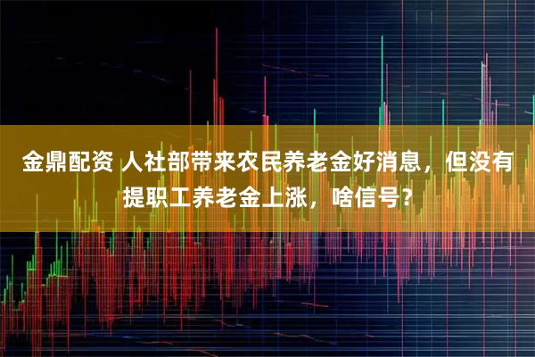 金鼎配资 人社部带来农民养老金好消息，但没有提职工养老金上涨，啥信号？